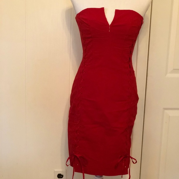 Express Dresses & Skirts - Express Lace-Up Strapless Dress B1